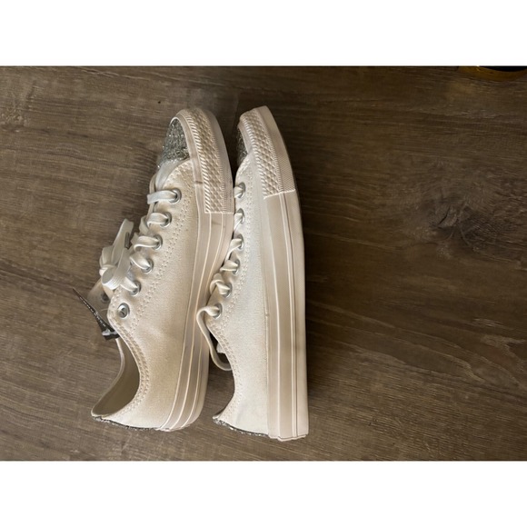 Converse All Star Low Top‎ Glitter Toe Heel Sneakers Casual Shoes 7.5 - Picture 2 of 6